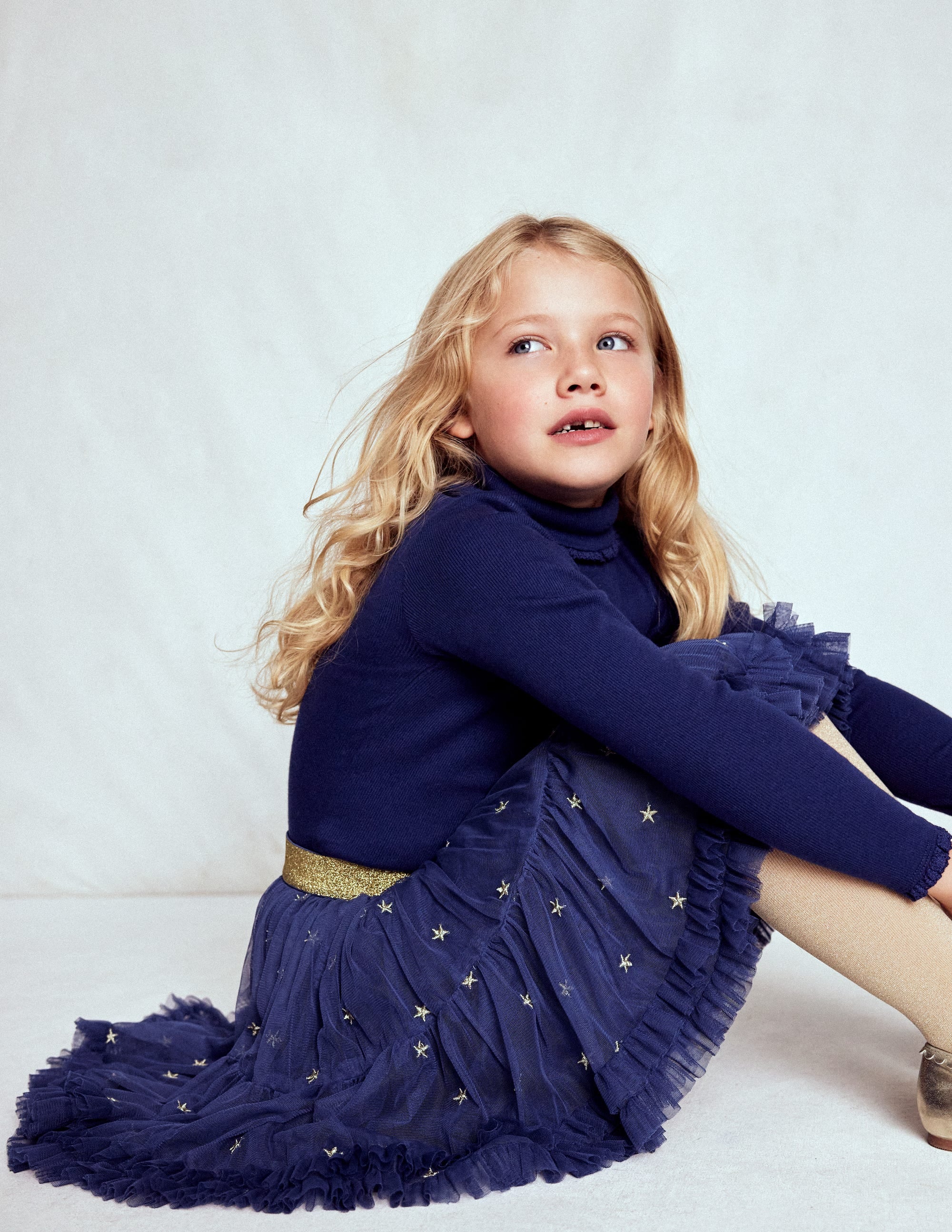 Interest Tulle Skirt-Navy Stars