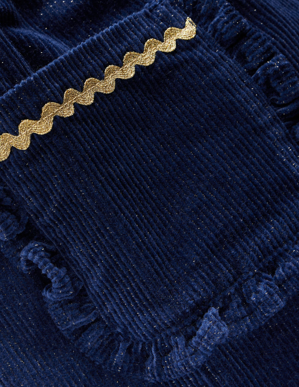 Cord Frill Pull On Pants-Navy Sparkle
