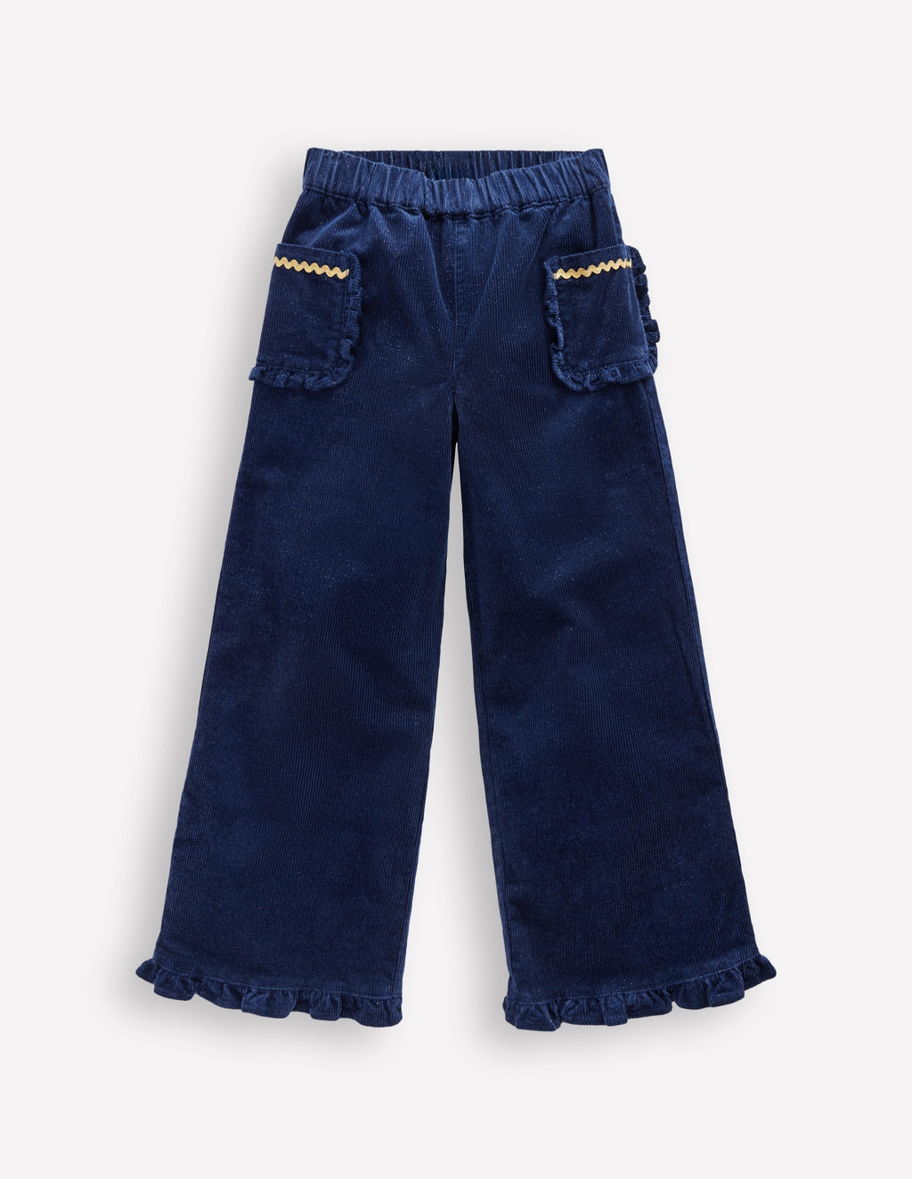 Cord Frill Pull On Pants-Navy Sparkle