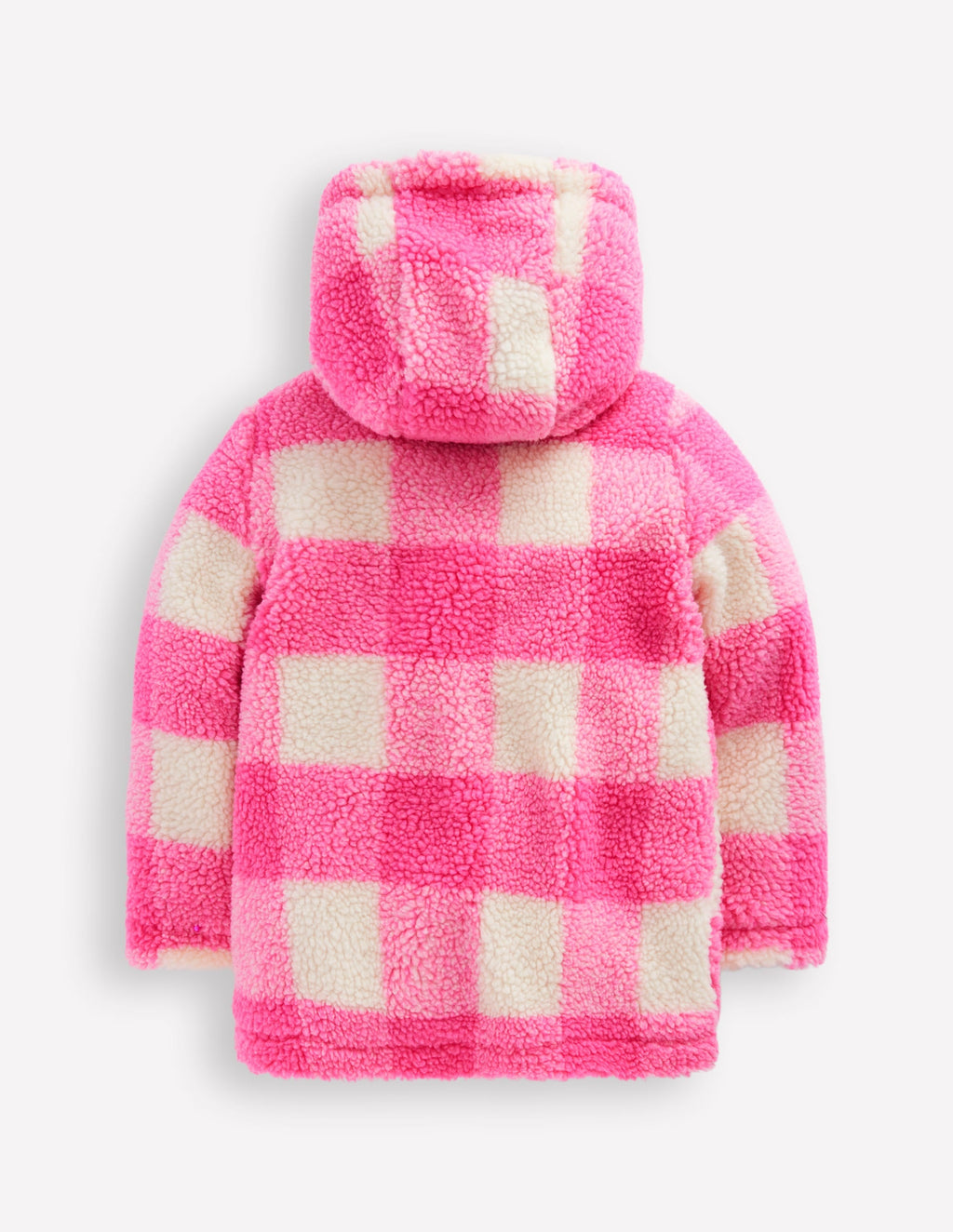 Borg Duffle Coat-Azalea Pink Gingham
