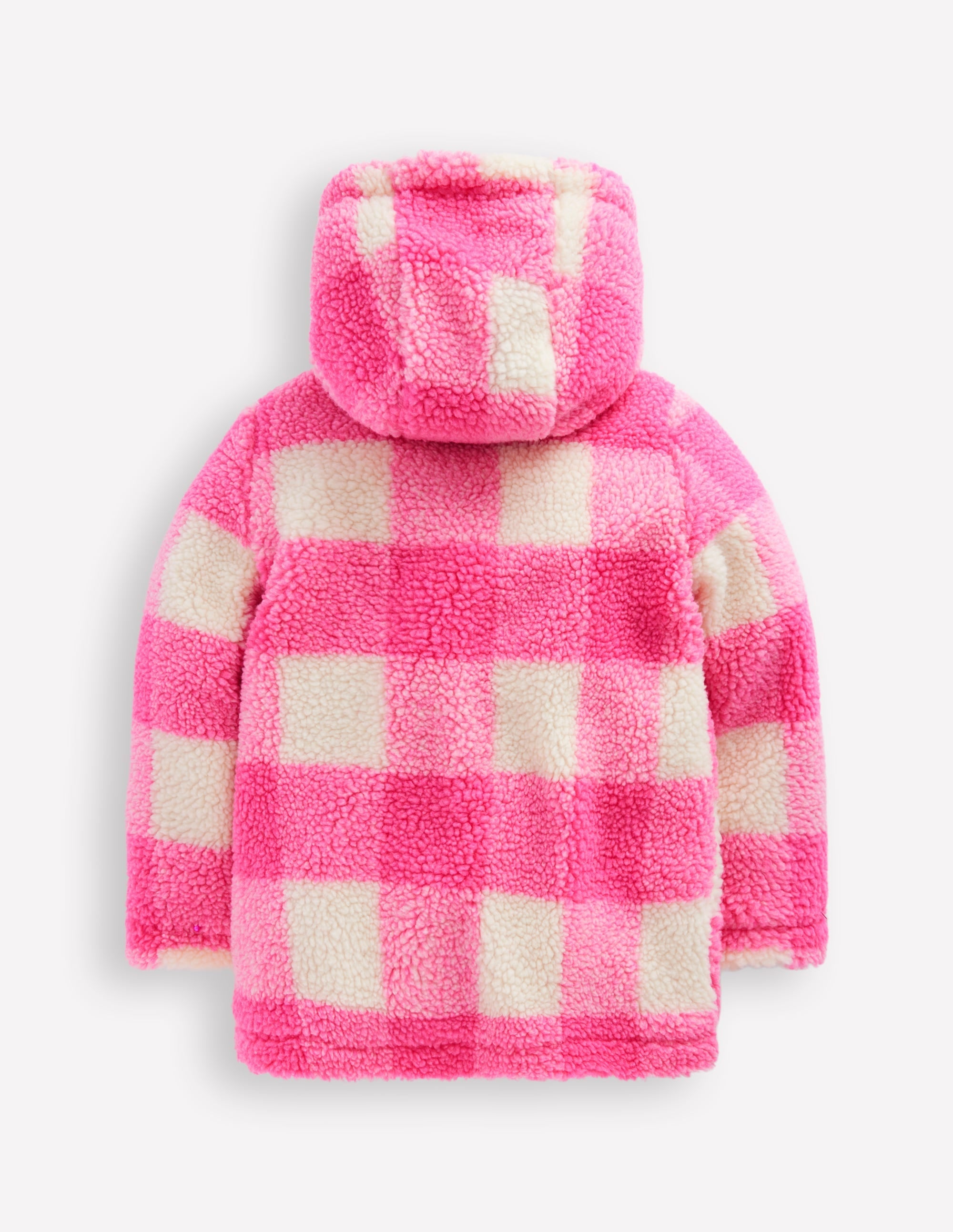 Borg Duffle Coat-Azalea Pink Gingham