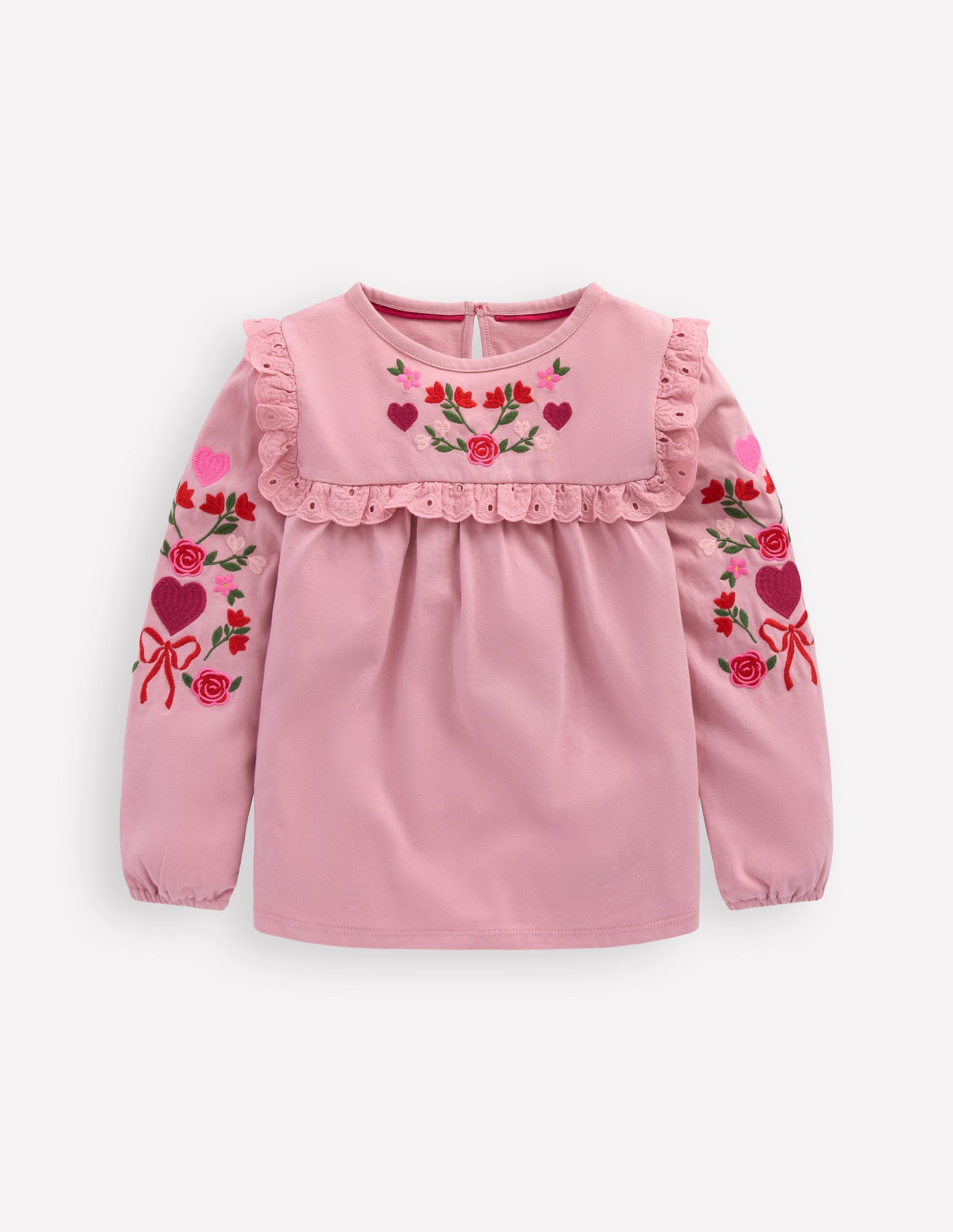 Pretty Embroidered Top-Vintage Pink Embroidery