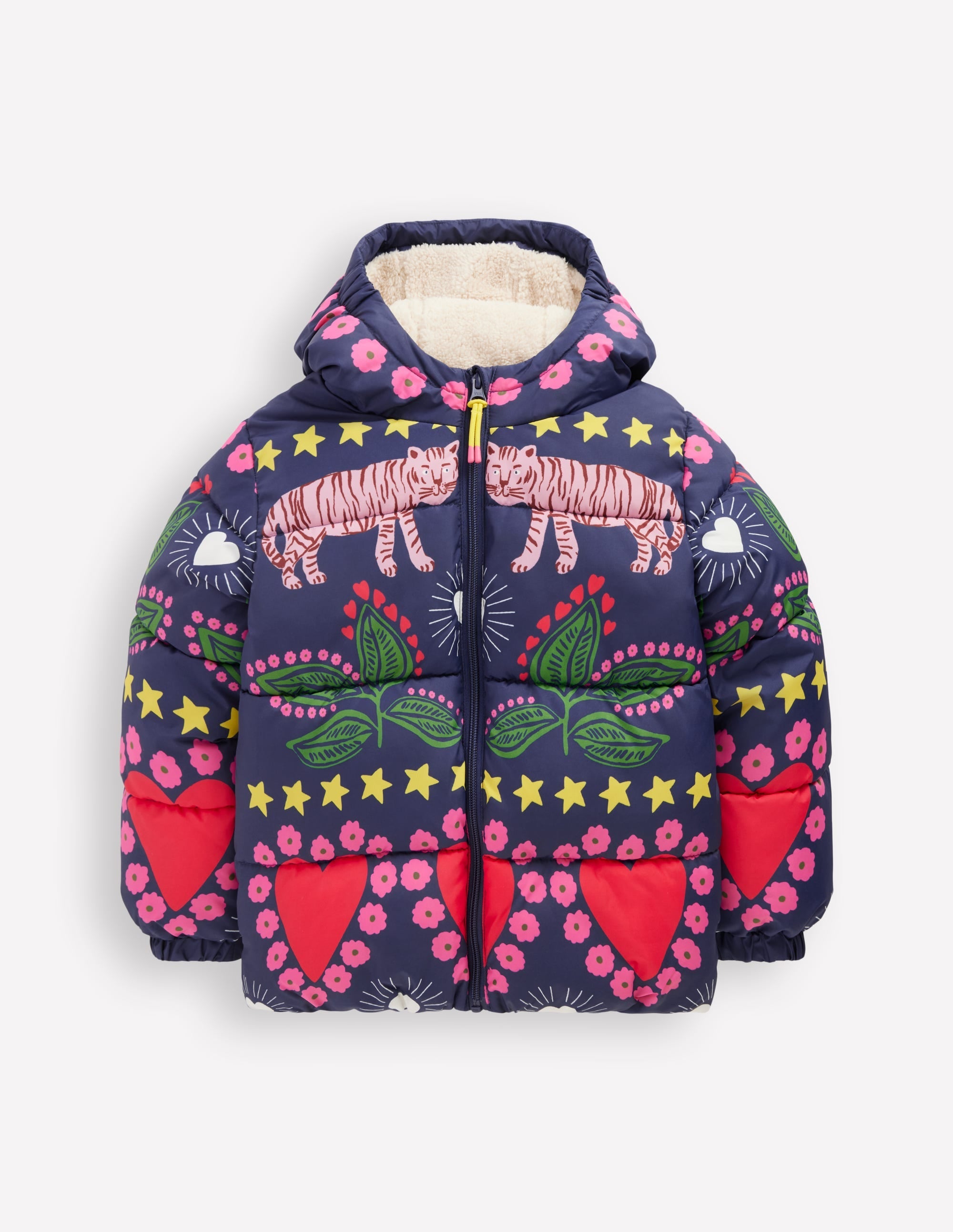 Fun Padded Coat-College Navy Tiger Stripe