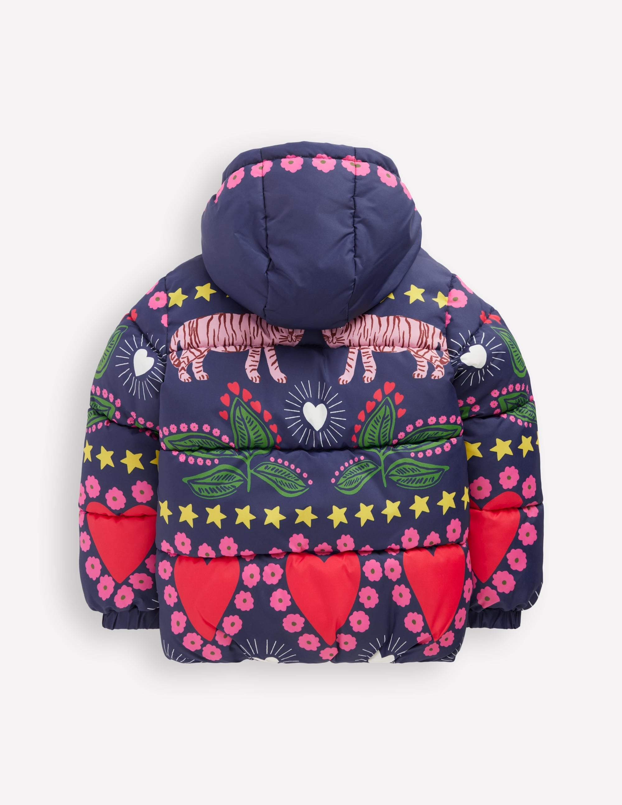 Fun Padded Coat-College Navy Tiger Stripe