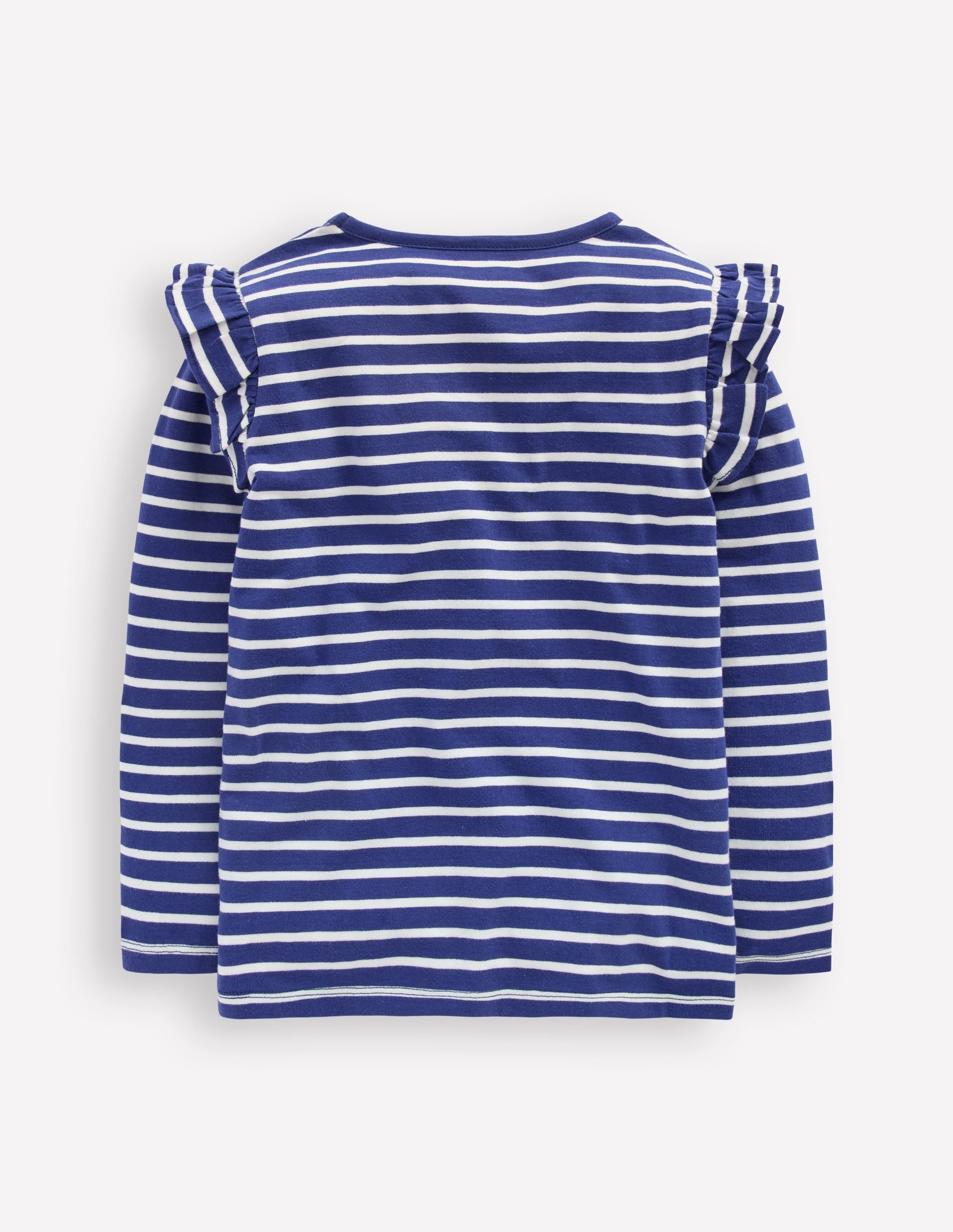 Frill Sleeve Appliqué T-shirt-Starboard Blue Cherry Hearts