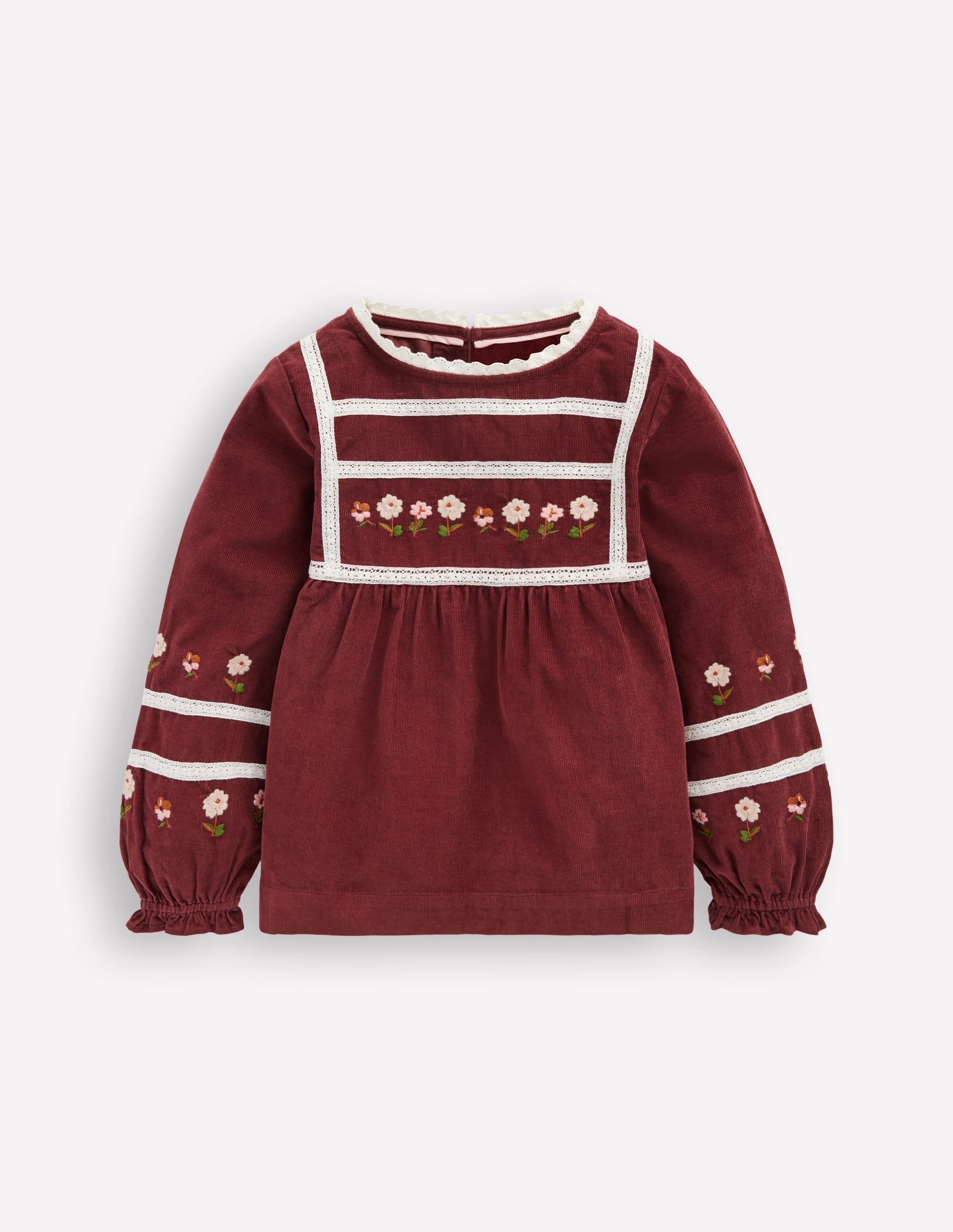 Embroidered Lace Top-Chestnut Embroidery