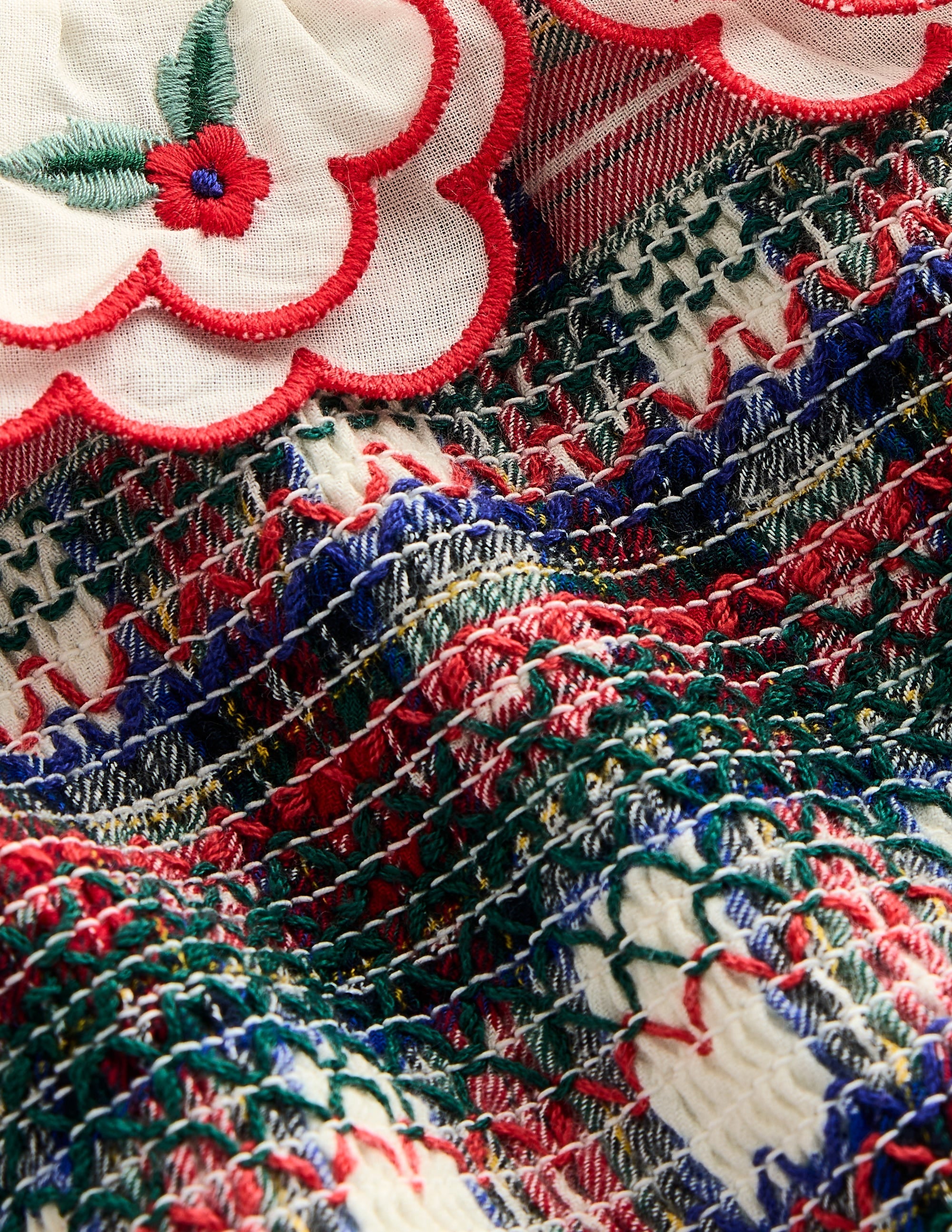 Cosy Collar Detail Smock Dress-Ivory Check