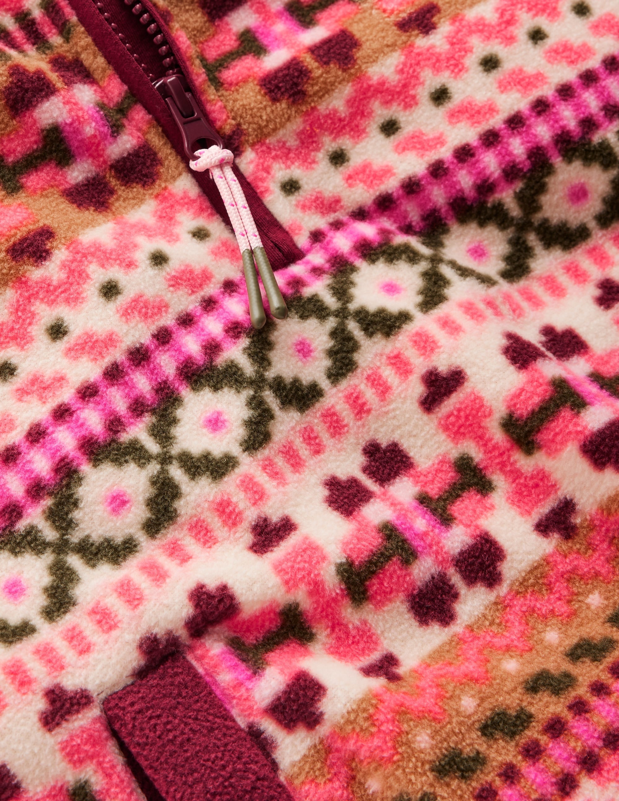 Cosy Geometric Fleece-Pink Aztec Geo