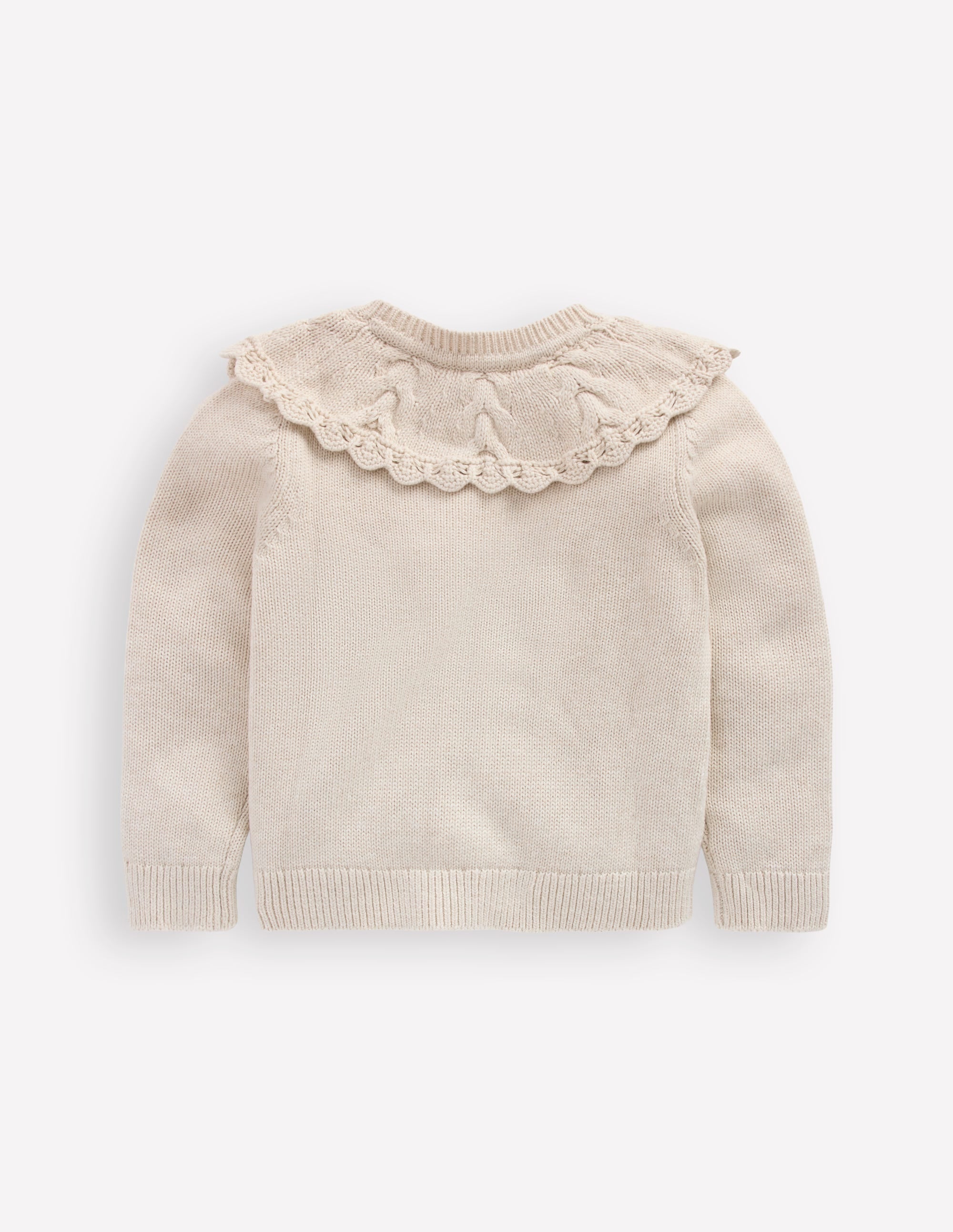 Embroidered Yoke Cardigan-Oatmeal Marl