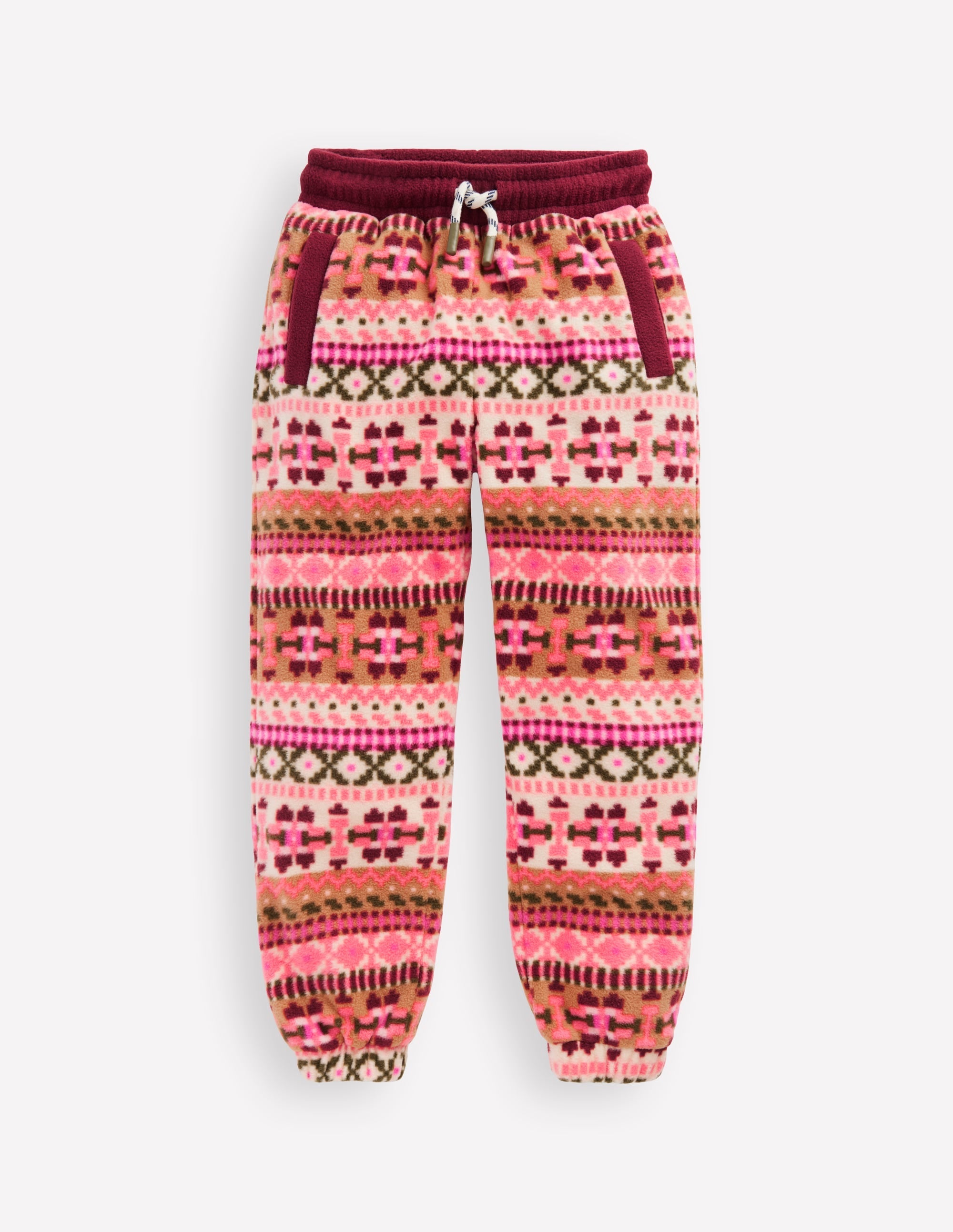 Cosy Geometric Sweatpants-Pink Aztec Geo