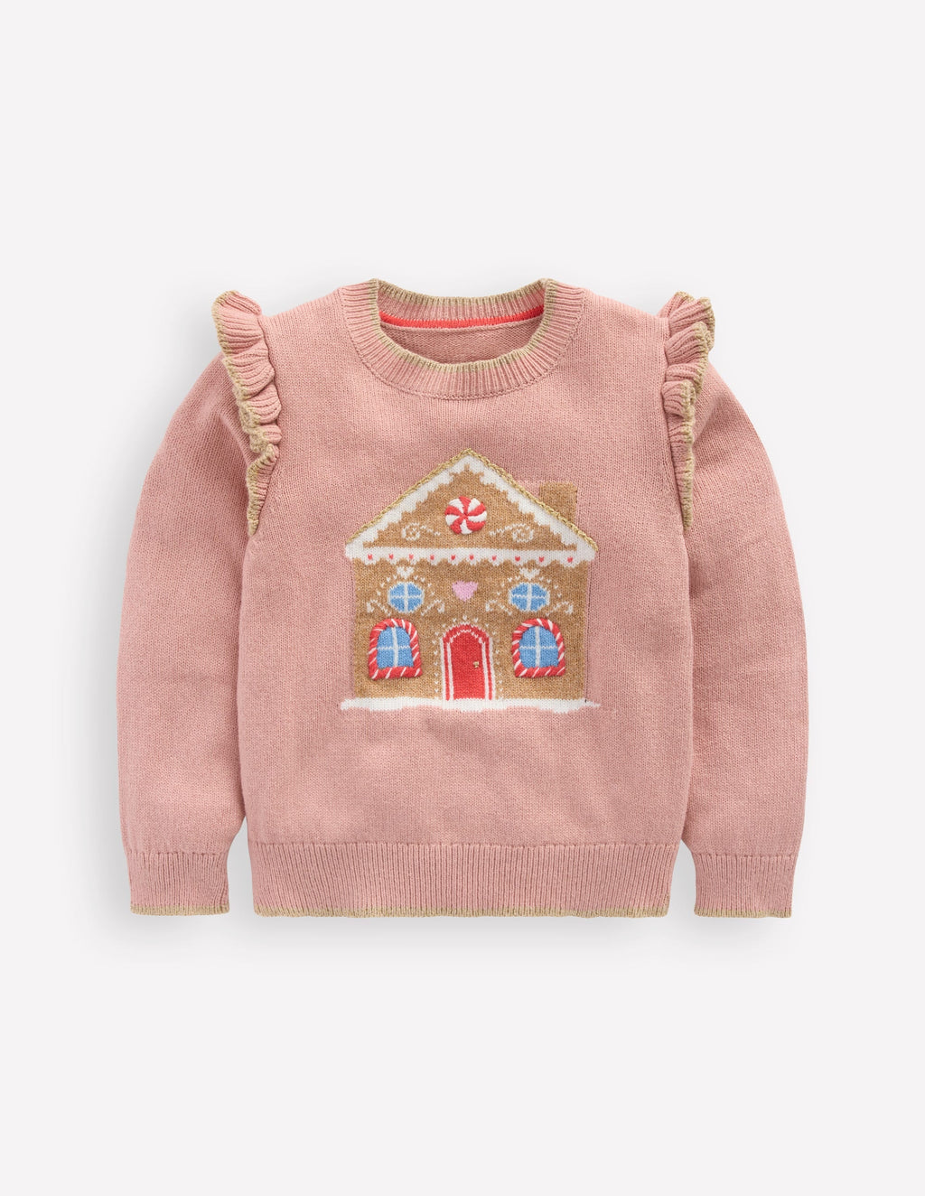 Fun Frill Logo Sweater-Vintage Pink Gingerbread House