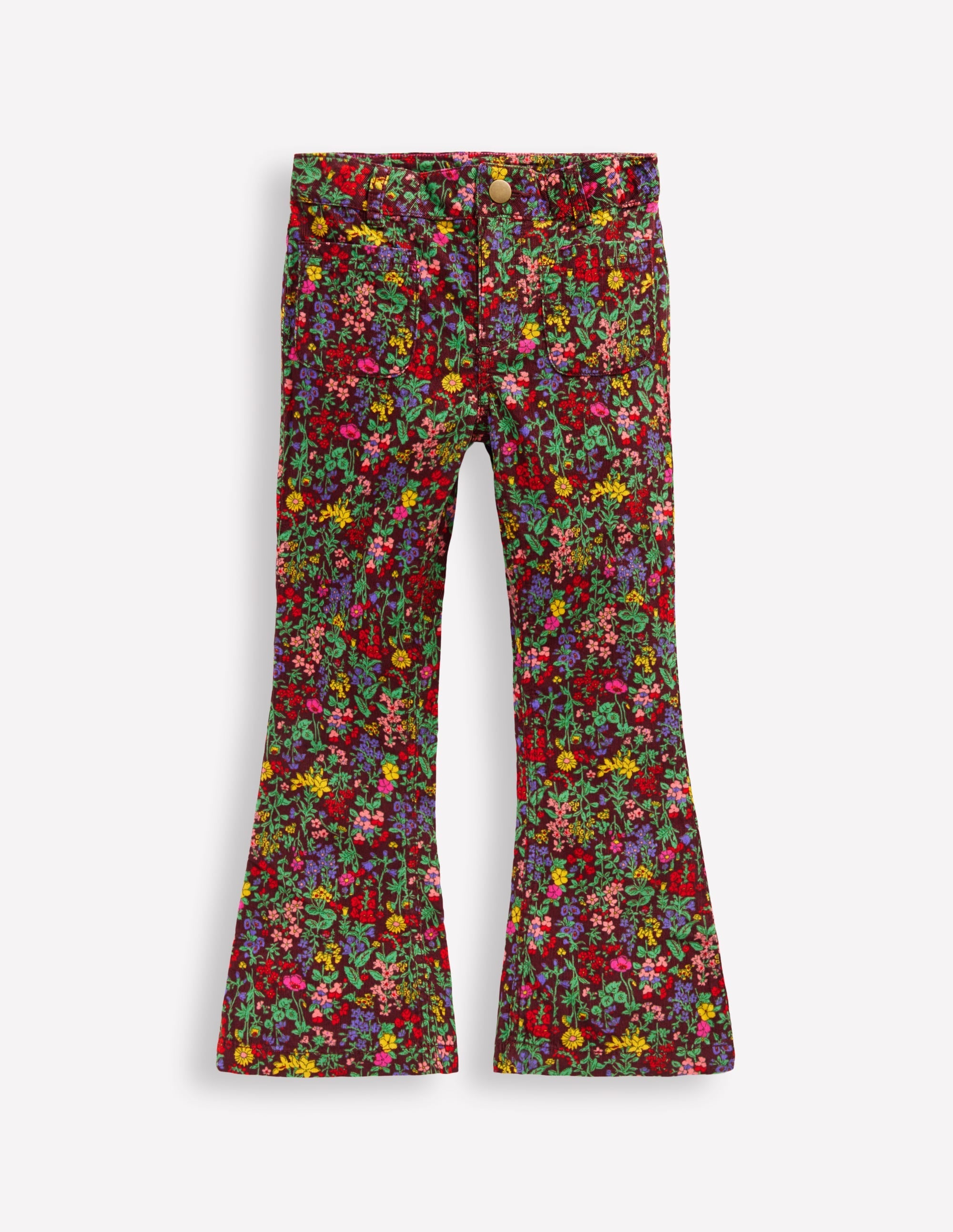 Printed Kick Flare Trousers-Chestnut Flower Meadow