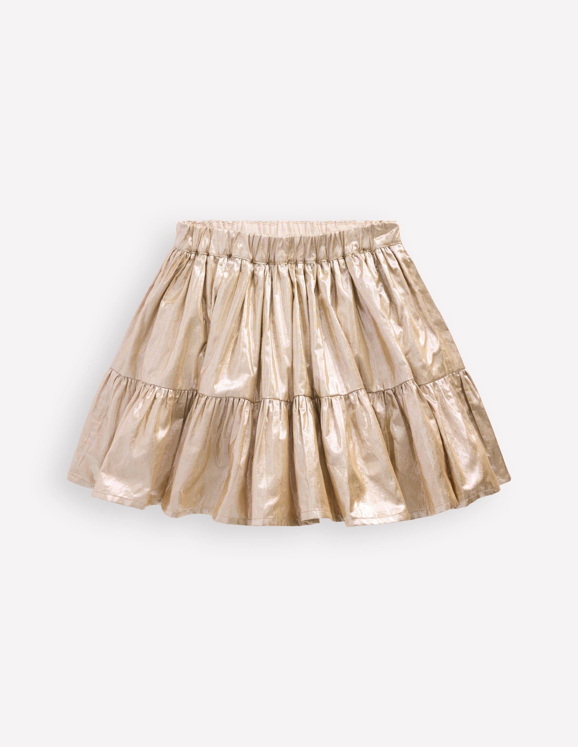 Metallic Tiered Skirt-Gold Metallic